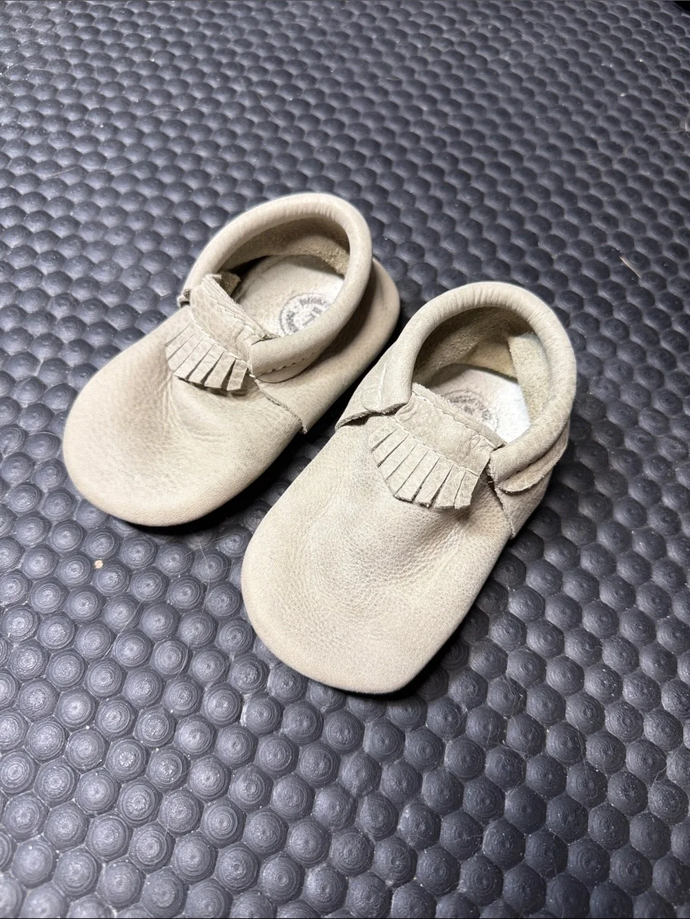 Freshly Picked Kids Moccasin Slip-On Shoes - Beige